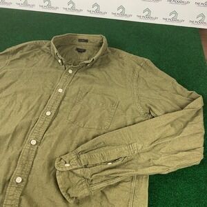 J Crew Oxford Slim Fit Button Down Shirt Long Sleeve Olive Green Mens Size L